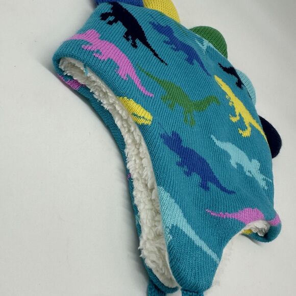 NWOT Cat & Jack Dinosaur Winter Hat 12-24 Mo Toboggan Trapper Hat Knit Fleece - Picture 2 of 8